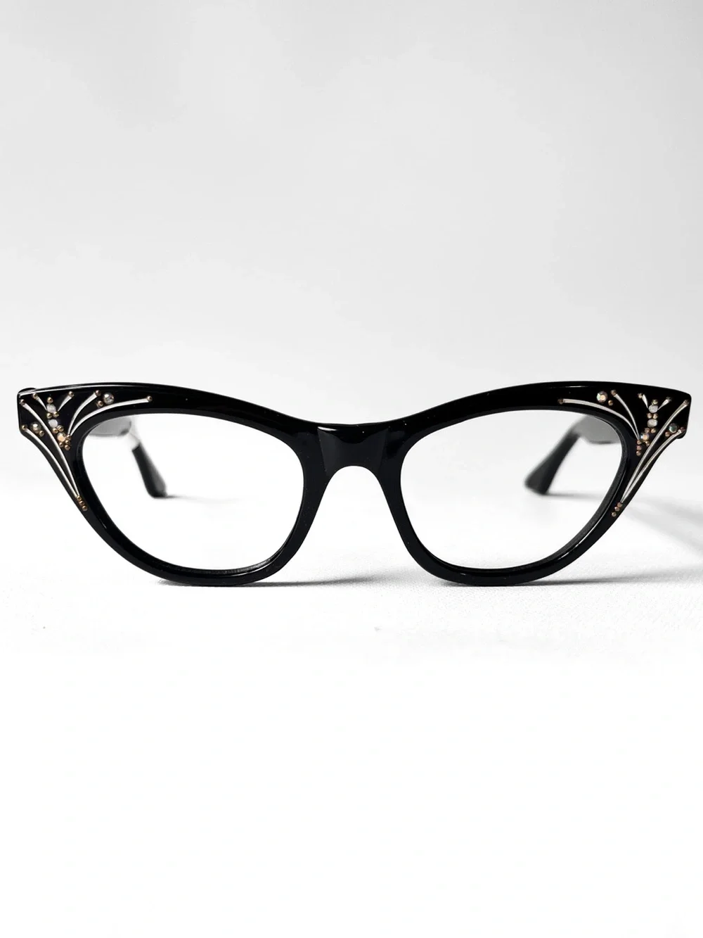 Vintage 50’s Petite Fit Eyeglasses NOS MCM Rockabilly Cat Eye Rhinestone Glasses